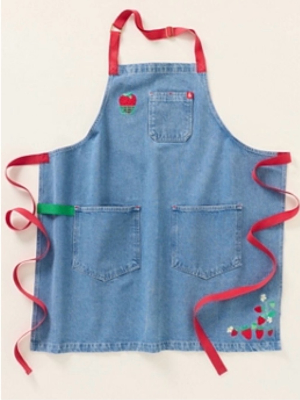 HEDLEY & BENNETT Essential Apron Foodie strawberry Anthropologie denim nwt blue